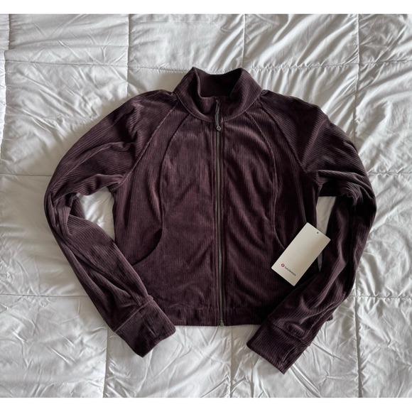 Lululemon Scuba Track Jacket Velvet Cord Espresso Corduroy Sz 12 SOLD OUT - Picture 1 of 14